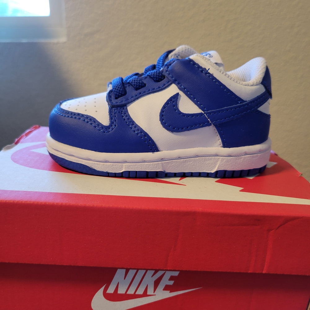 Nike Dunk Low Toddler Boy Blue and White Sneakers New In Box